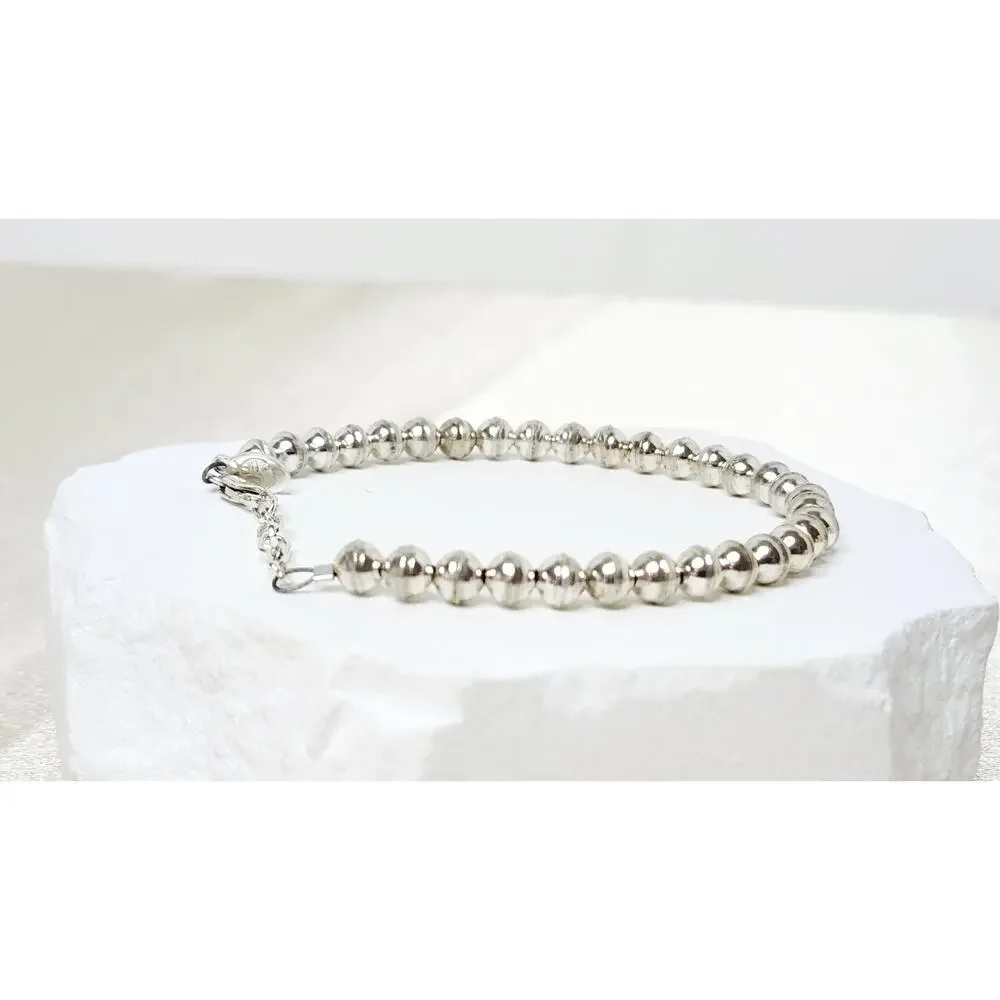 Vintage 925 Sterling Silver Beaded Ball Strand Bracelet 7